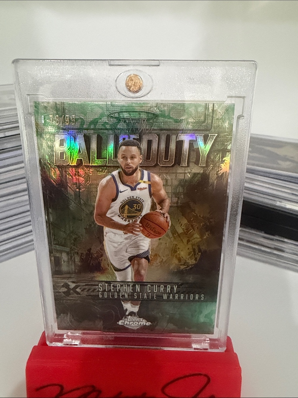 Stephen Curry- 2025 Topps Chrome Ball of Duty Green Refractor 73/99